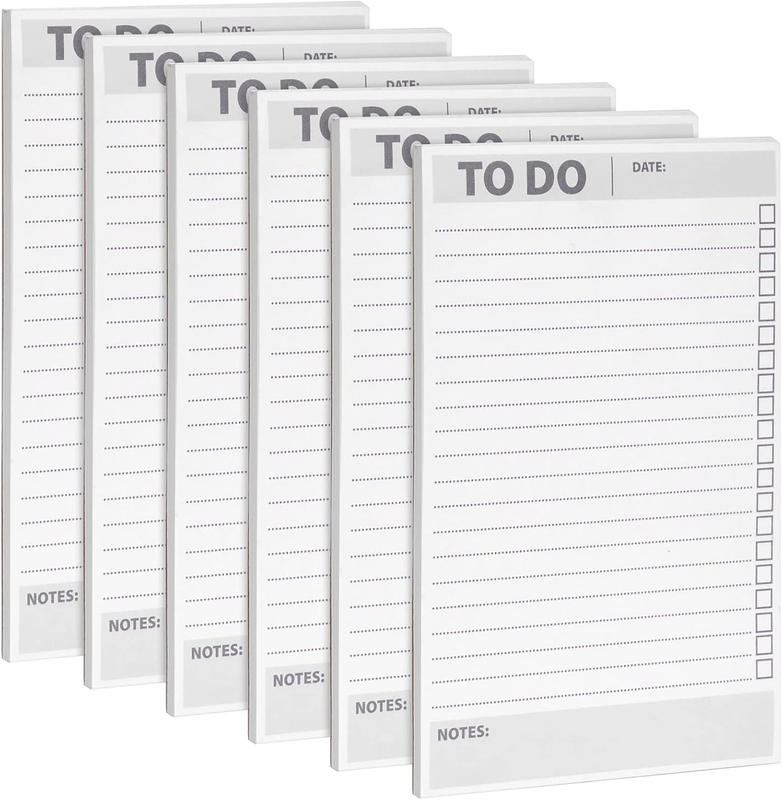Paper Junkie 6 Pack to Do List Notepads, Daily Reminder Checklist (8.5 X 5.5 In
